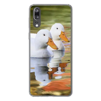 Produktbild von MuchoWow® Handyhülle Schutzhülle Hülle für Huawei P20 Enten - Wasser - Spiegelung - Familie Silikon Softcase Handy Hülle - Hardcover
