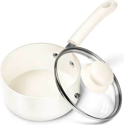 Produktbild von MICHELANGELO Stielkasserollen-Set, 1 l, Keramik-Antihaftbeschichtung, Weiß