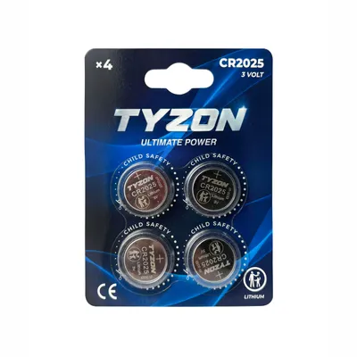 Image de Tyzon 3 V CR2025 Pile au lithium, pack de 4