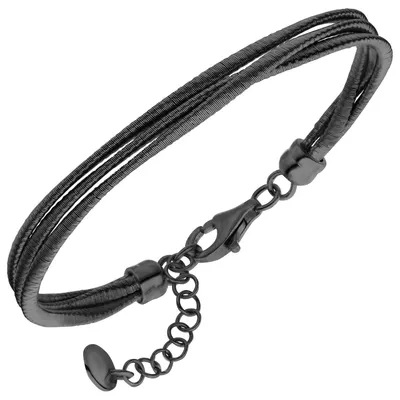 Produktbild von Armband 3-reihig aus 925 Silber schwarz rutheniert mattiert 17-20cm Armkette