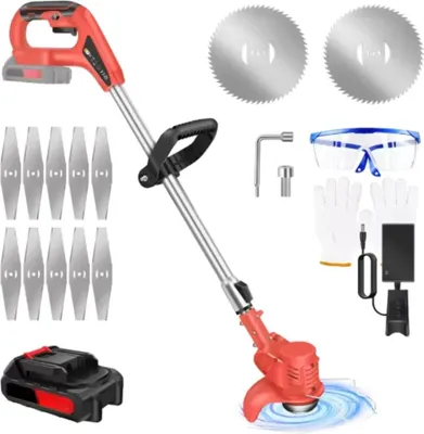 Image de Tondeuse à gazon électrique sans fil 21 V – Outils de jardinage sans fil – Tondeuses à gazon et taille-haies – Pour les mauvaises herbes et les fleurs