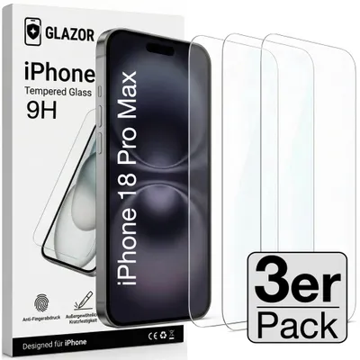 Produktbild von 3x iPhone 18 Pro Max Panzerglas Panzerfolie Schutzglas Display Glas Schutzfolie 9H