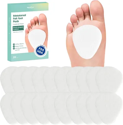 Imagen del producto de Almohadillas metatarsales, 20 unidades, plantillas para el antepié, para aliviar el dolor en la zona del empeine, para mujeres y hombres