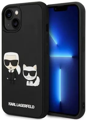 Obrázok produktu pre Karl Lagerfeld KLHCP14M3DRKCK, puzdro pre iPhone 14 Plus, 6,7 palca, čierna farba, pevné puzdro Karl&Choupette Ikonik 3D (KLHCP14M3DRKCK)