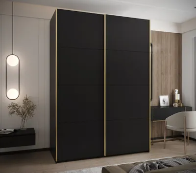 Produktbild von Zweitüriger Kleiderschrank SAMARA 1 - 180 cm, schwarz/gold
