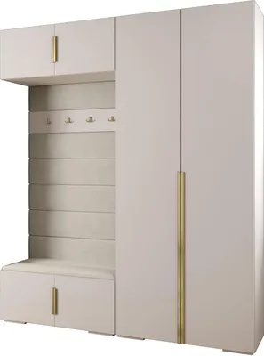 Produktbild von MEBLE KRYSPOL Inova 1 Möbelset Garderobe, 236,7x200x47cm - Weiß, Manila 02, Gold