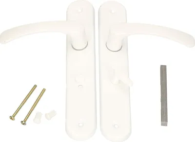 Image de KOTARBAU® Poignée de porte 72 mm gauche droite WC blanc Garniture de porte Ferrure de porte Béquille de porte Porte de toilette Porte de chambre Plaque longue en aluminium