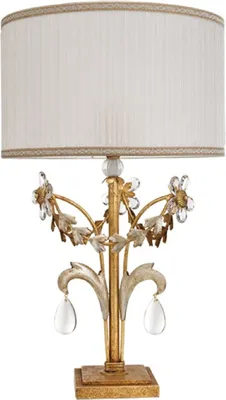 Produktbild von Casa Padrino Luxus Barock Kristall Tischleuchte Antik Gold / Antik Silber Ø 30 x H. 50 cm - Prunkvolle Barockstil Schreibtischleuchte mit böhmischen Kristallglas - Luxus Qualität -  Italy