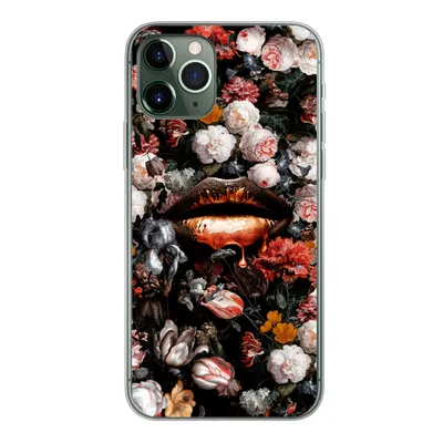Produktbild von MuchoWow® Handyhülle Schutzhülle Hülle für iPhone 11 Pro Lippen - Blumen - Farbe - Orange - Kunst - Abstrakt - Alte Meister Silikon Softcase Handy Hülle - Handy