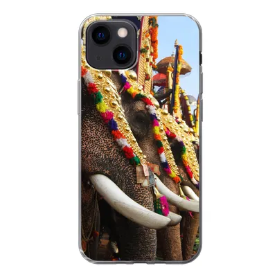 Produktbild von MuchoWow® Handyhülle Schutzhülle Hülle für iPhone 13 mini Elefant - Parade - Tiere Silikon Softcase Handy Hülle - Softcase