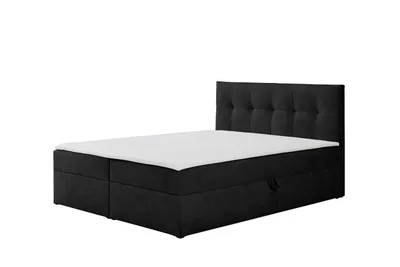 Obrázek produktu pro Ravio Boxspringbett Toronto 160x200 s úložným prostorem, čalouněná postel s matrací Bonell a topperem – luxus pro vaši ložnici, Gerra – černá