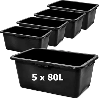 Produktbild von Mortar Box Mörteltrog 5 stck aus Kunstoff 80 L Mörtelwanne 78 cm Mortar Tray Mörtelkasten zum Anmischen von Mörtel