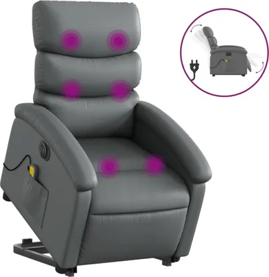 Image de Fauteuil inclinable de massage électrique gris similicuir