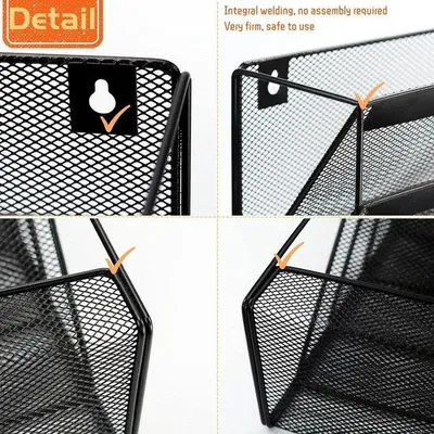 Productafbeelding van Famanu wandhouder met 6 vakken voor documenten (A4) - Mesh organizer - Zwart