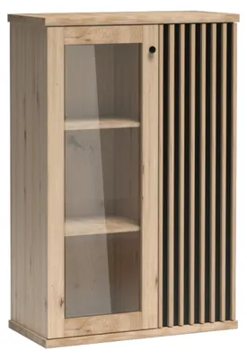 Produktbild von Vitrine Stehend NAKUSP - Eiche - Lamellen - 87 x 132 x 41 cm
