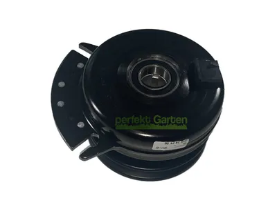 A black electromagnetic clutch for a lawn tractor, shown against a white background.