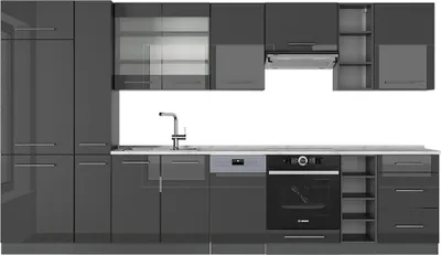 Immagine prodotto di Cucina componibile Vicco Fame-Line Antracite lucido 355 cm , PL Marmo, Model 57012