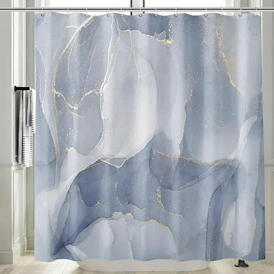 Zdjęcie produktu dla zasłona prysznicowa, wzór marmuru, abstrakcyjny, niebiesko-zielony, 180 x 200 cm