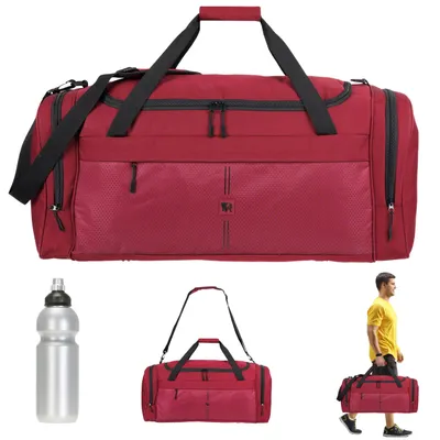 Produktbild von Sporttasche Saunatasche Reisetasche sehr groß Elephant XXL 70 cm 65 Liter Freizeittasche Fitnesstasche Fußball Tasche Maxi 1036 Rot + Flasche