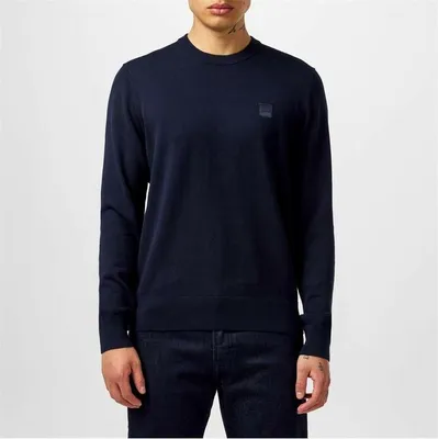 Produktbild von Boss orange Pullover dunkelblau uni Baumwolle Kaschmir