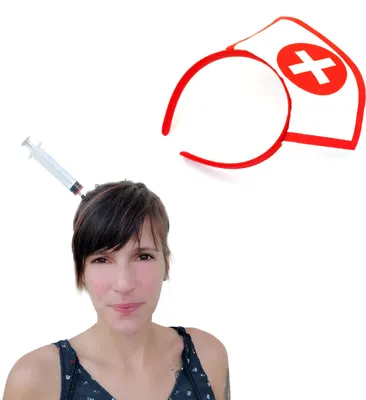 Produktbild von Oblique Unique Haarreifen Set Krankenschwester + Spritze im Kopf Haarreif für Fasching Karneval Motto Party Kostüm Accessoires