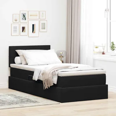 Obrázok produktu pre Maison Exclusive – Úložná posteľ s čelom, čierna, 90 x 190 cm, zamat