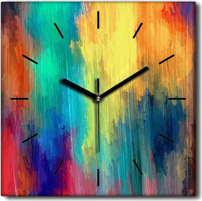 Produktbild von Coloray Uhr auf Leinwand 30x30 cm Wand Uhr Dekoration Wohnzimmer Segeltuch schwarze Hände -Abstraktion Kunstkunst