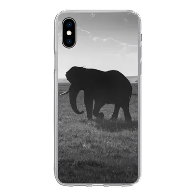 Produktbild von MuchoWow® Handyhülle Schutzhülle Hülle für iPhone Xs Elefant - Einfarbig - Tiere - Schwarz und weiß Silikon Softcase Handy Hülle - Handytasche
