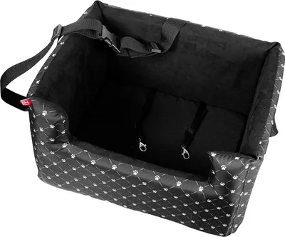 Image de Siège auto pour chiens, chats, siège arrière pour animal de compagnie, lit pour chien sur le siège passager, sac pour chien noir/blanc M : 47x40 cm