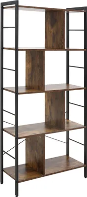 Produktbild von HOMCOM 4-stöckiges Bücherregal mit 8 Ablagefächern im Industriestil für Wohnzimmer, Büro, Schlafzimmer, 74 x 30 x 157,5 cm, rustikales Braun
