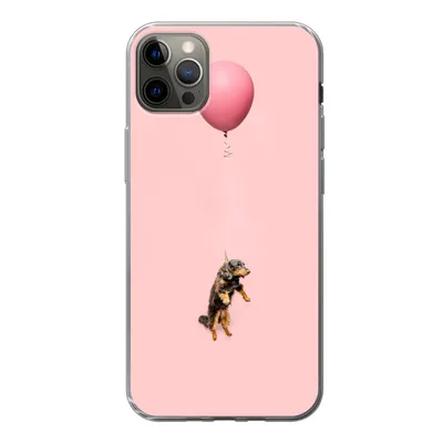 Produktbild von MuchoWow® Handyhülle Schutzhülle Hülle für iPhone 12 Pro Max Dackel schwebt durch einen Ballon nach oben Silikon Softcase Handy Hülle - Hartschale