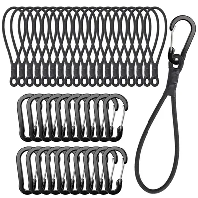 Productafbeelding van Set van 20 elastieken met haak, 20 cm, aluminium karabiners, scheurbestendig, weerbestendig