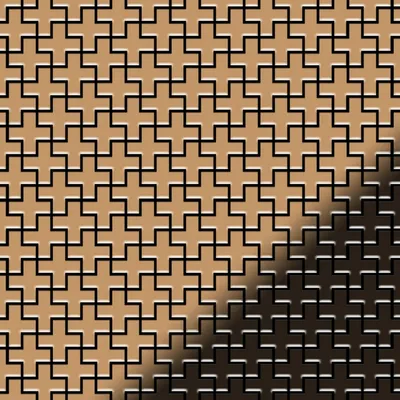 Produktbild von Mosaik Fliese massiv Metall Titan hochglanz kupfer 1,6mm Swiss Cross-Ti-AM