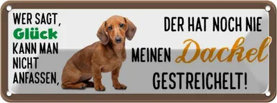 Produktbild von vianmo Blechschild 10x27 cm Dackel Hund gestreichelt Tier Haustier