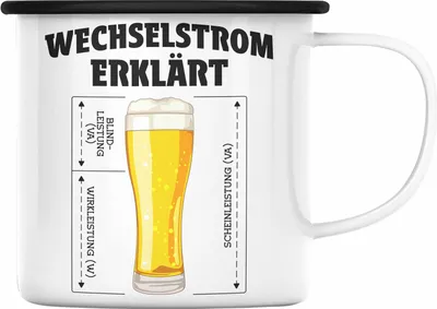 Produktbild von Trendation - Elektriker Emaille Tasse Spruch Männer Geschenk Lustig Gadget Geschenke Kaffeebecher Emaille Tassen (Schwarz)