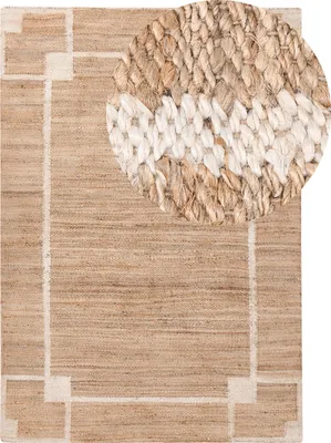 Obrázek produktu pro BELIANI Koberec světle béžový jutový 160 x 230 cm se vzorem obdélníkový tkaný rustikální styl obývací pokoj ložnice