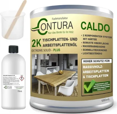 Produktbild von 750ml - Contura Hartwachsöl 2K Arbeitsplattenöl Härter Holzöl Tische Theken Öl kratzfest Hartöl - Farblos - Naturholz