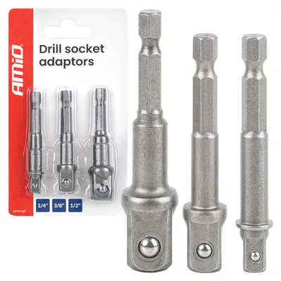 Productafbeelding van Set adapters voor schroefmachine 3 st. 1/4" 3/8" 1/2" AMIO-04933