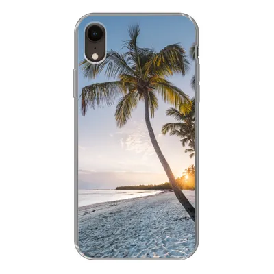 Produktbild von MuchoWow® Handyhülle Schutzhülle Hülle für iPhone XR Strand - Sonnenuntergang - Palme Silikon Softcase Handy Hülle - Schutzdeckel
