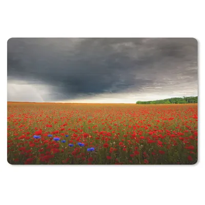 Obrázok produktu pre Podložka pod myš - Kvety - červená - sivá - 27x18cm - Rohožka pod myš
