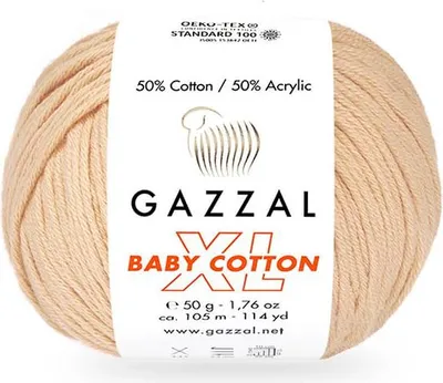 Produktbild von Gazzal Baby Baumwolle XL - Weiche und Farbintensive Babywolle, Aprikose, 50g