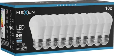 Obrázok produktu pre Mexen Nova 10x LED žiarovka E27, G45, 8 W, studená - 6500 K, 840 lm - L101-E27-0865-01x10