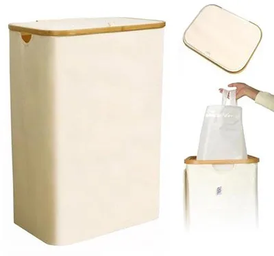 Produktbild von Famanu Wäschekorb mit Deckel und Griff, 100 Liter - Faltbare und platzsparende Wäscheaufbewahrung für Bad und Schlafzimmer
