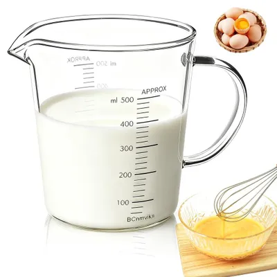 Glas-Messbecher 500 ml mit Skala, hitzebeständig, V-Ausguss