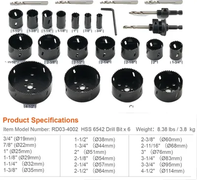 Produktbild von VEVOR Lochsägen-Set, 18-teiliges Bi-Metall-Set, schnelle Installation, RD03-4002 18Stück-a