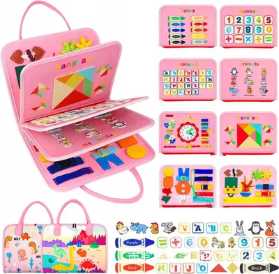 Obrázok produktu pre Montessori Sensoric Manipulation Panel Clock Material Case 8In1