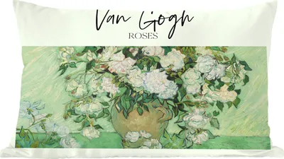 Produktbild von MuchoWow® Zierkissen Sofakissen Wohnzimmer Dekokissen 50x30 cm Gemälde - Van Gogh - Rosen - Wohnzimmerdekoration - Polster mit Photo