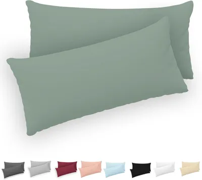 Produktbild von Kissenbezüge 40x80 (Set mit 2) - 100% Baumwolljersey, 150 GSM - 40 x 80 cm - Kissenbezüge 40x80 - Kissenbezug mit Reißverschluss -