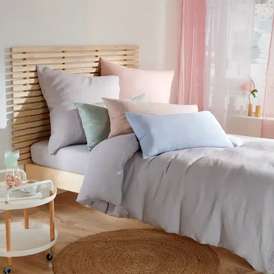 Produktbild von Traumschlaf Nature Uni Leinen Bettwäsche Kissenbezug einzeln 2x 40x80 cm rosa