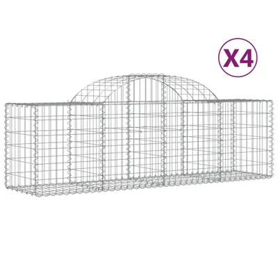 Produktbild von vidaXL Gabionen mit Hochbogen 4 Stk. 200x50x60/80 cm Verzinktes Eisen